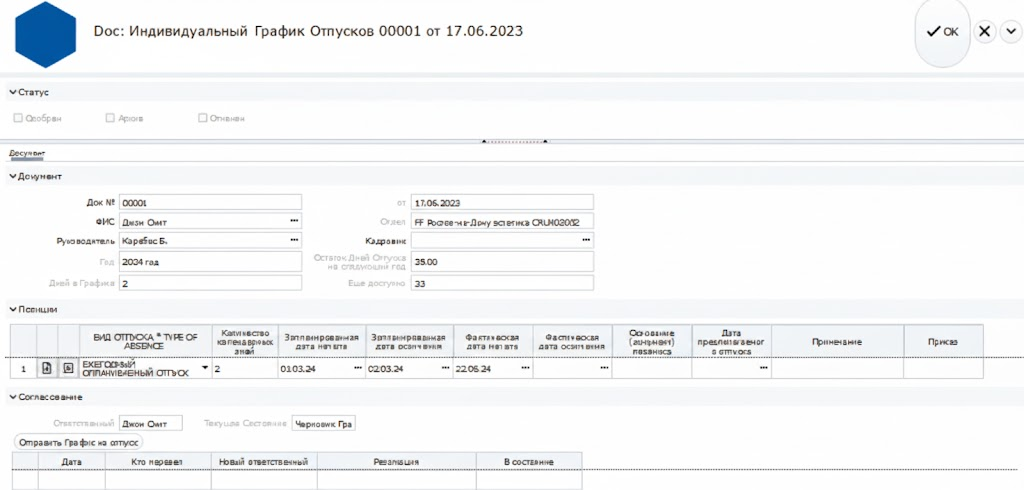 График отпусков